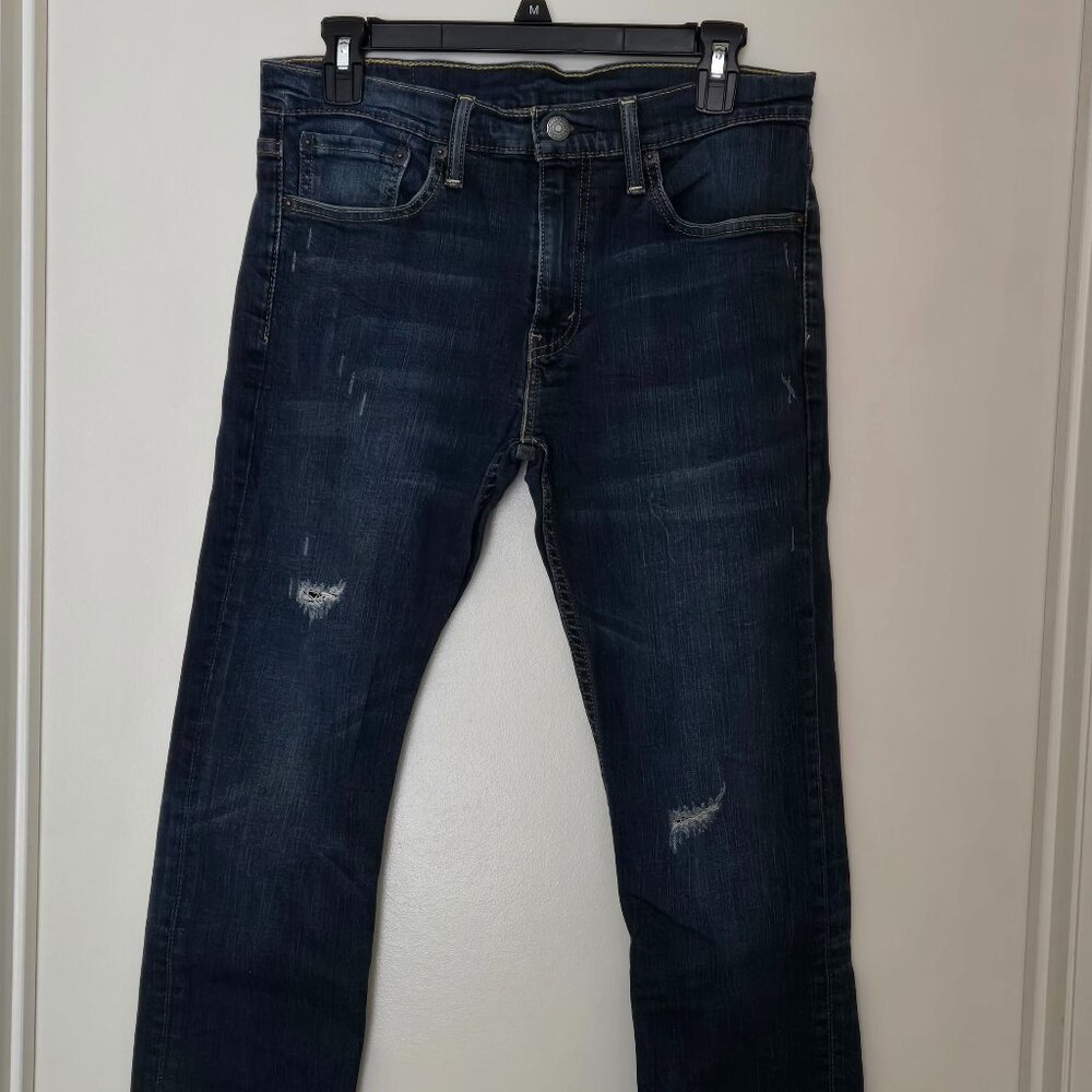 Levi's 511 Jeans Men's Blue Slim Denim Dark Wash Stretch Distressed, 32x30